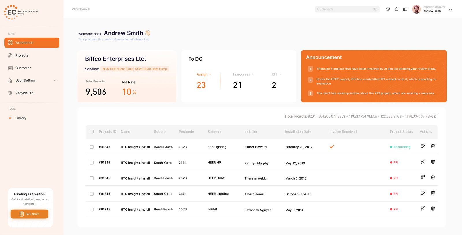 Partner Workspace – Project Status & Tasks at a Glance